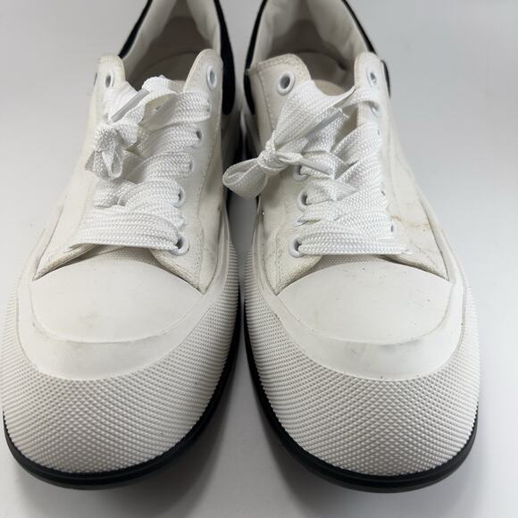 Alexander McQueen Deck Plimsoll Low Sneakers Mens EU 44 US 11 Canvas White Black